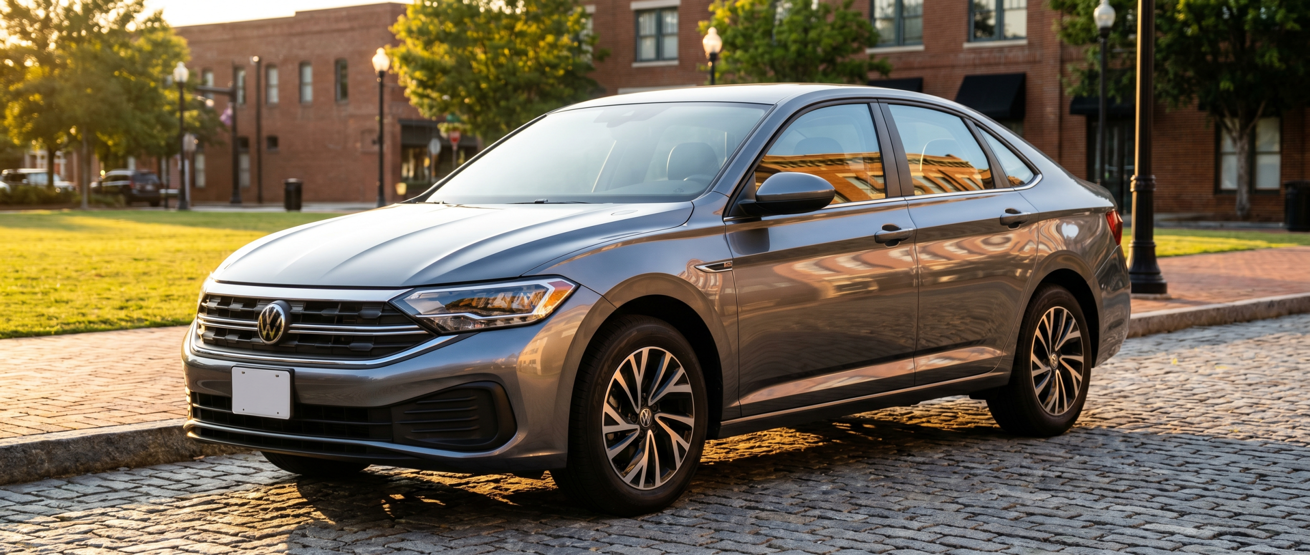 Volkswagen Jetta parked in Downtown Spartanburg highlighting commuter comfort.