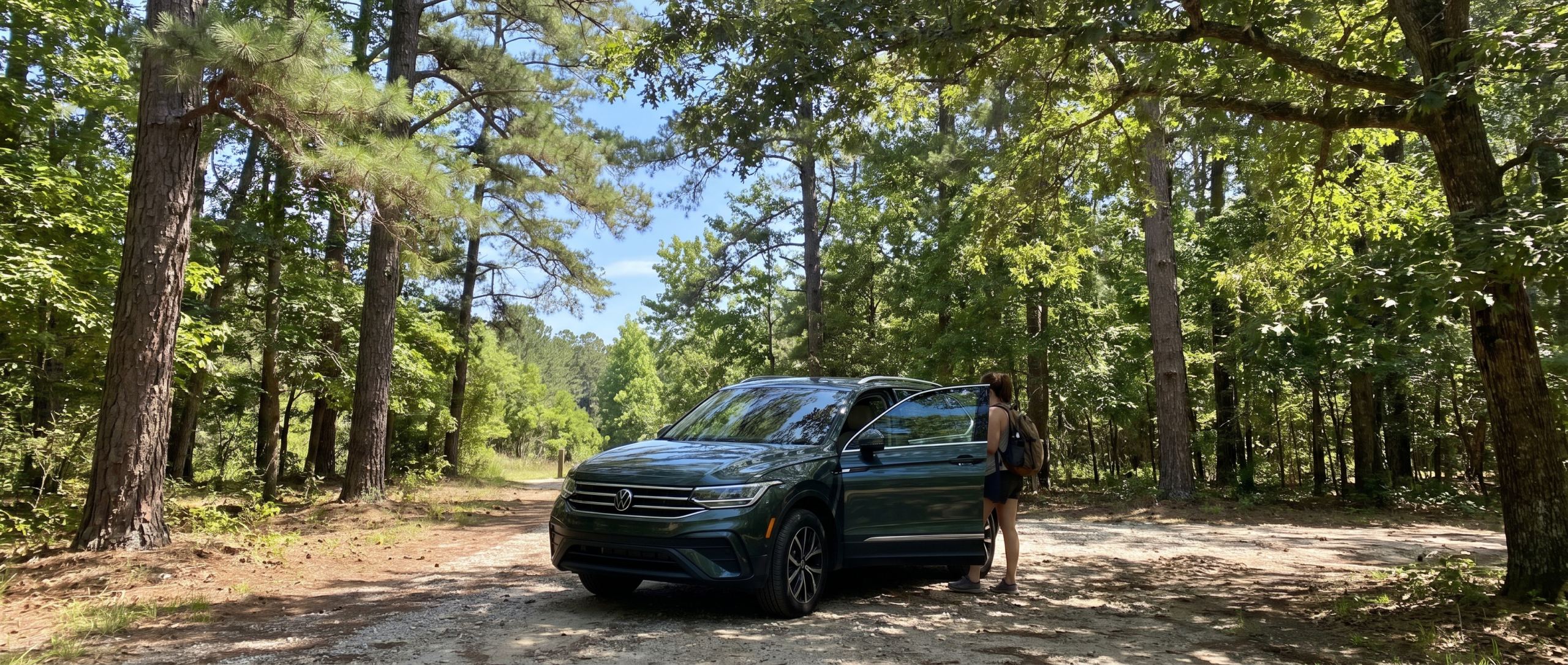 2026 Volkswagen Tiguan parked in shade at Croft State Park in Spartanburg SC on a summer day