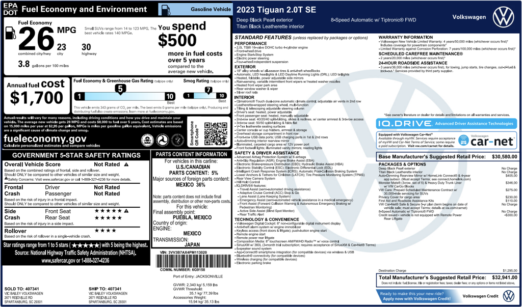 2023 Volkswagen Tiguan 2.0T SE