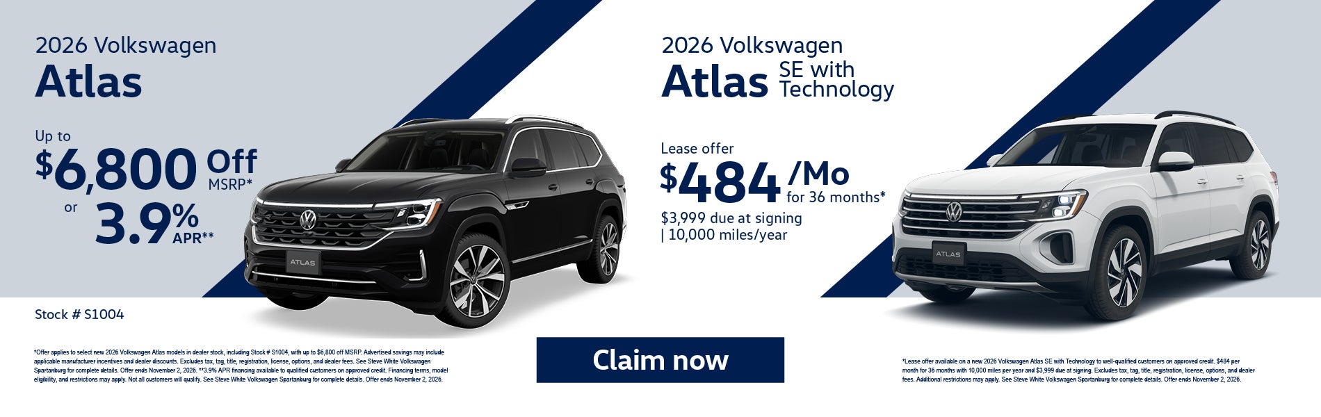2026 Volkswagen Atlas and Atlas SE w/ Tech